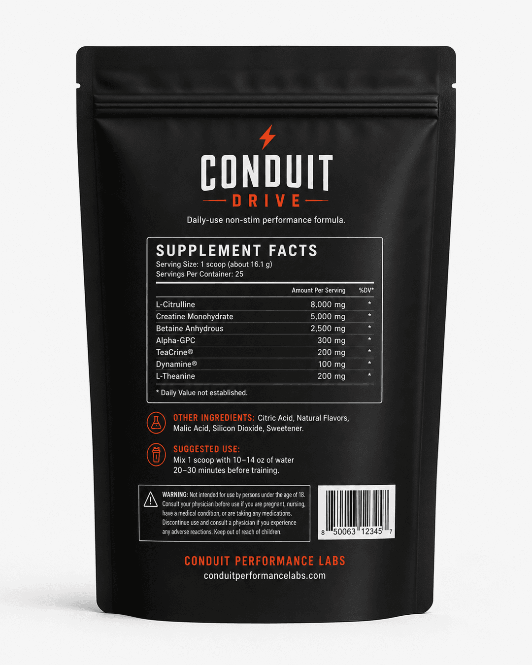 Conduit Drive supplement facts